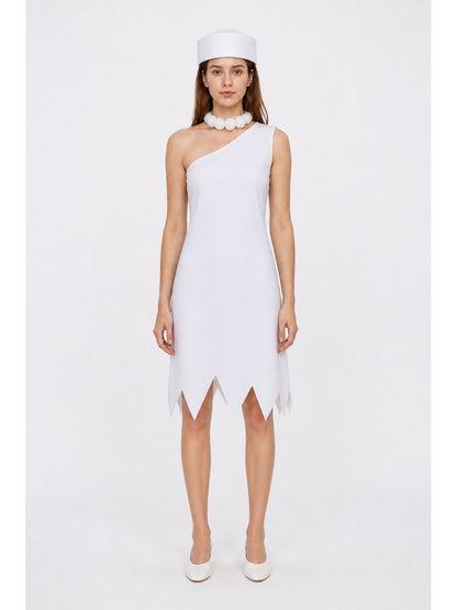 Sleeveless One-Shoulder White Halloween Dress main product view