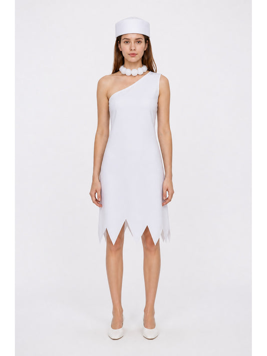 Sleeveless One-Shoulder White Halloween Dress main product view
