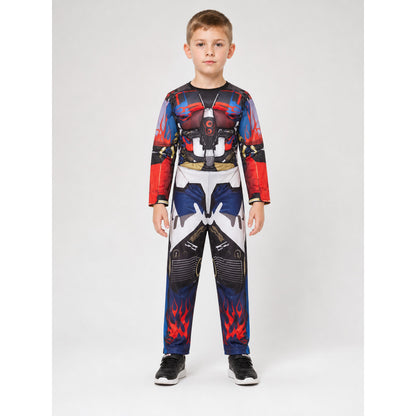 Superhero costume with mask, jumpsuit on-model view
