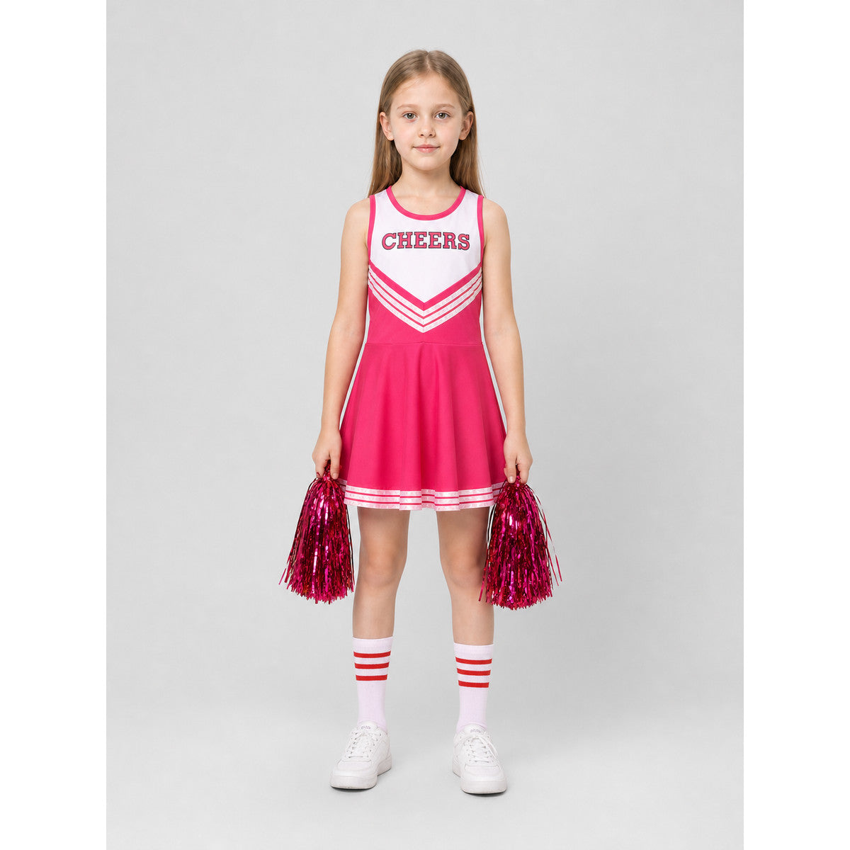 Cheerleading Dress with CHEERS Lettering and Pom-Pom on-model view