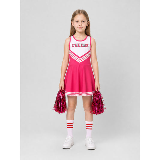 Cheerleading Dress with CHEERS Lettering and Pom-Pom on-model view