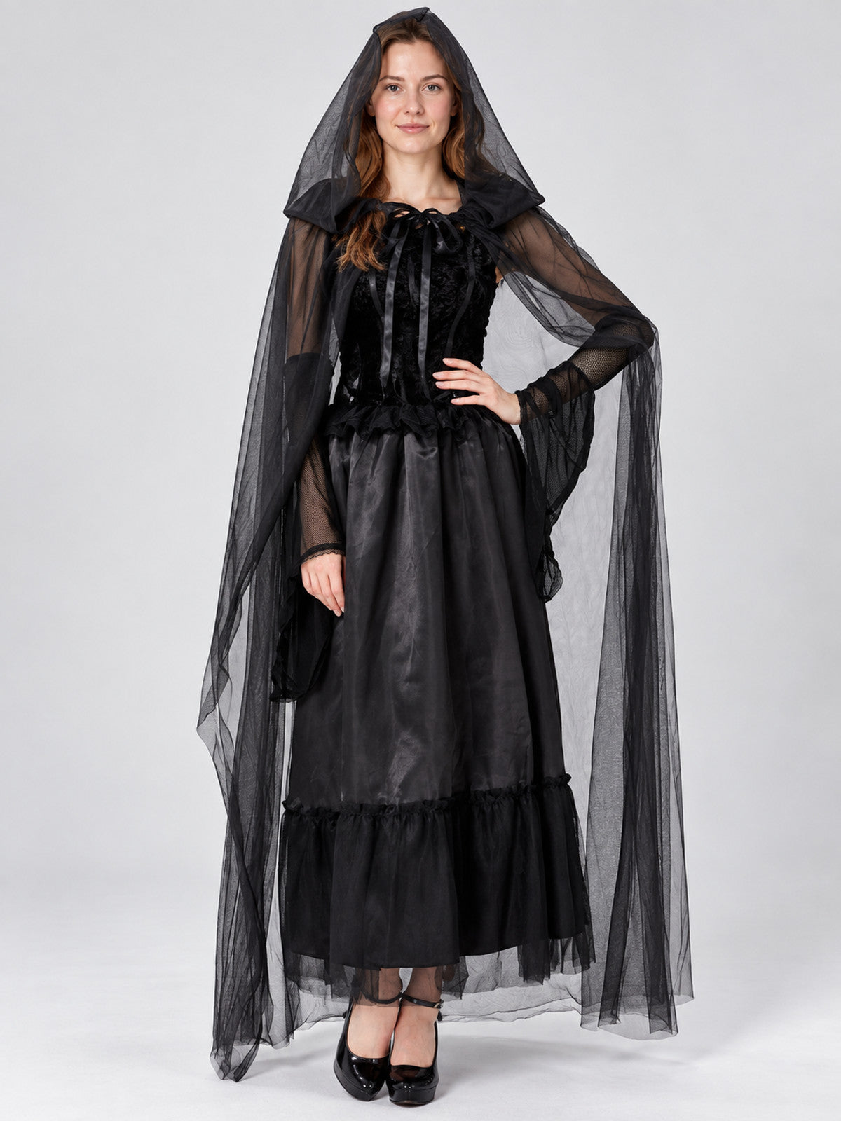 Vampire Costume with Cape and Gloves