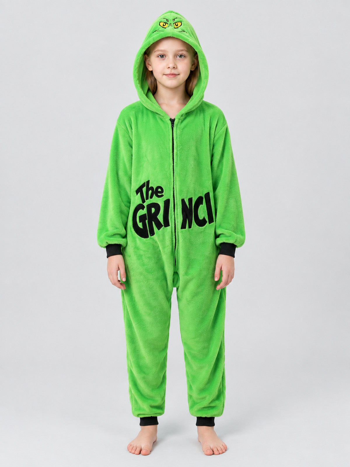 Hooded Pajama Jumpsuit with Cartoon Print