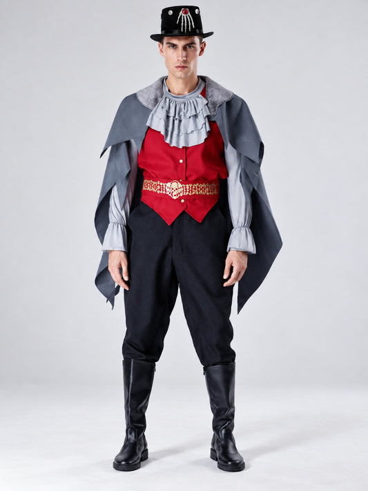 Adult Vampire Costume for Halloween with Cape and Hat