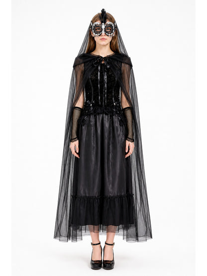 Black Halloween Vampire Dress with Cape