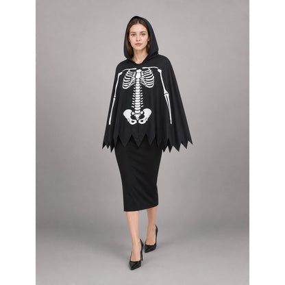 Skeleton costume cloak with hood