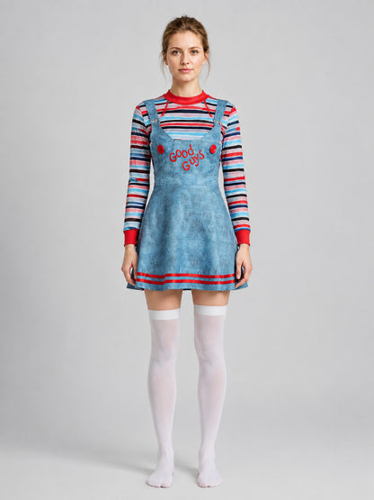Chucky-Style Costume with Overall Skirt on-model view