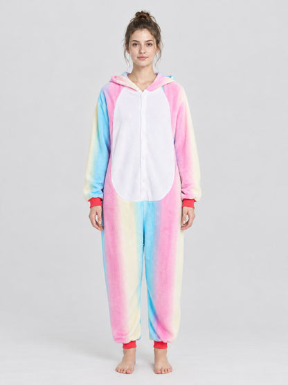 Flannel Hooded Pajama Jumpsuit with Cuffs