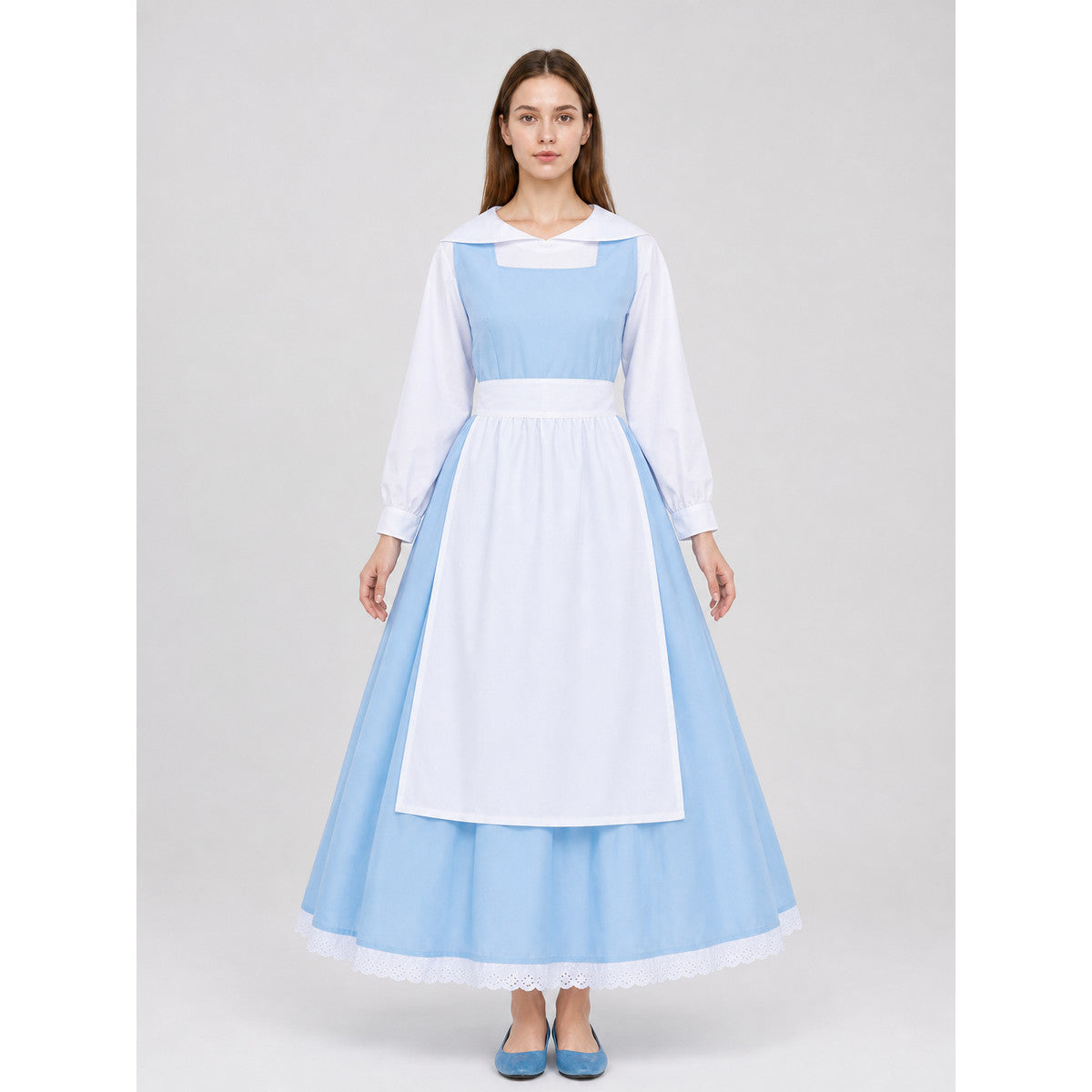White and Blue Princess Costume Dress front view