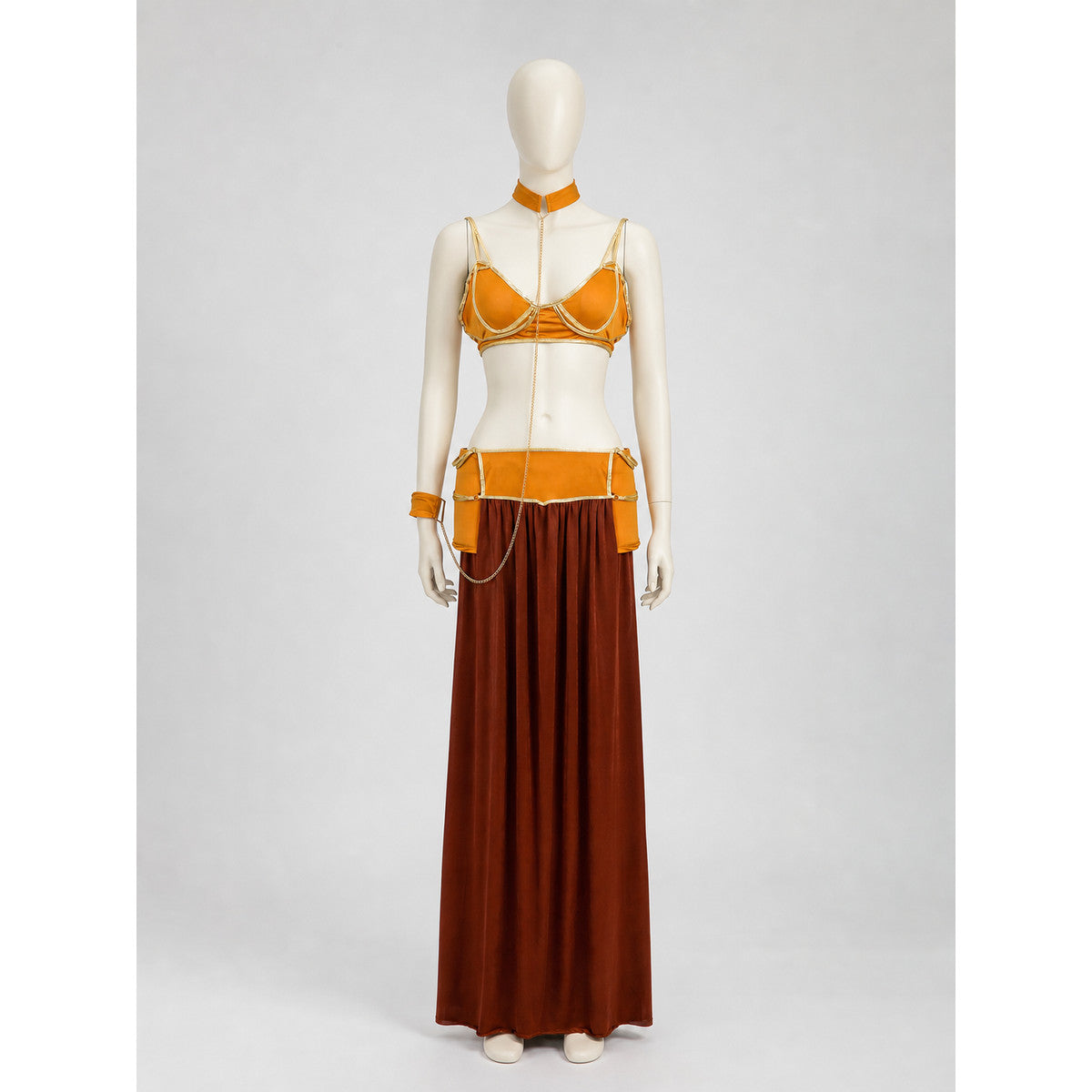 Long Cosplay Dress with Gold Chain