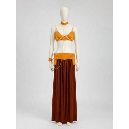 Long Cosplay Dress with Gold Chain