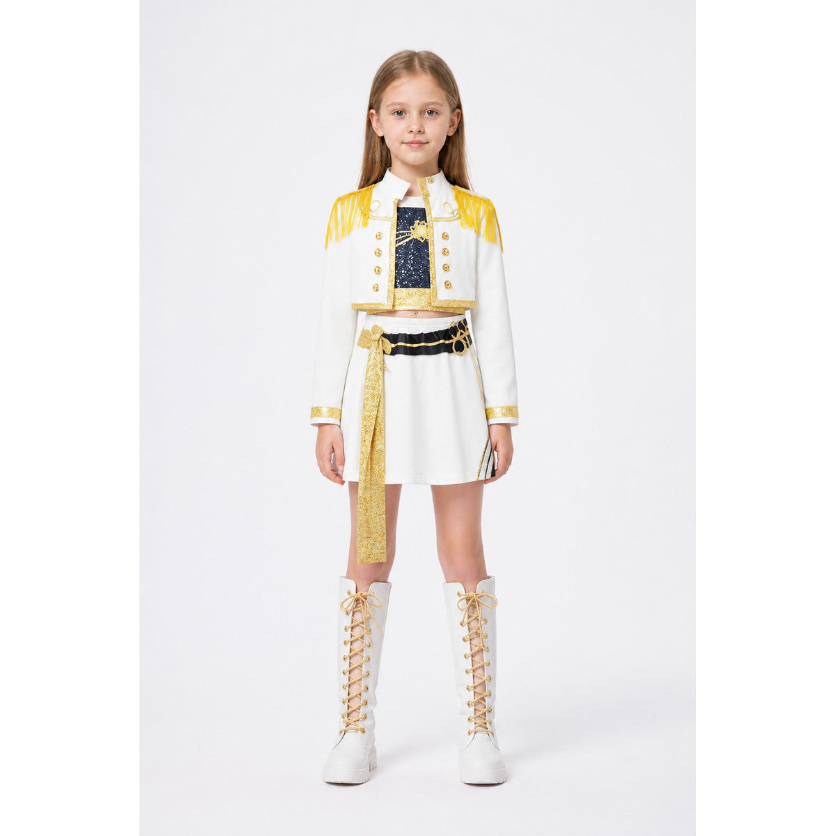 Children's White Costume with Gold Embellishments for Halloween main product view