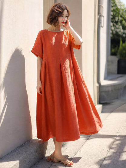 Women’s Orange-Red Loose-Fit Dress main product view