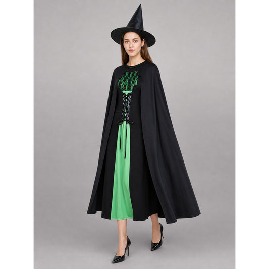 Witch costume with pointed hat, black