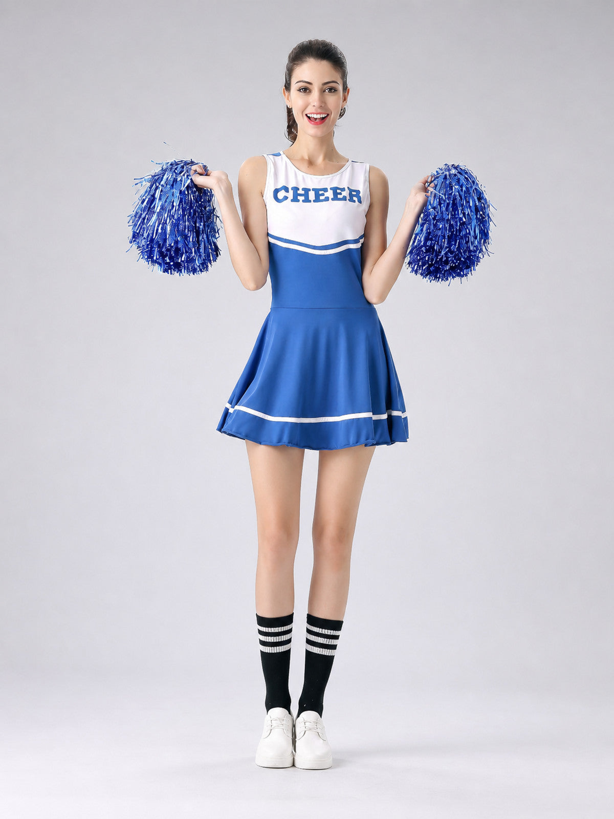 Blue Cheerleading Dress with "Cheer" Text