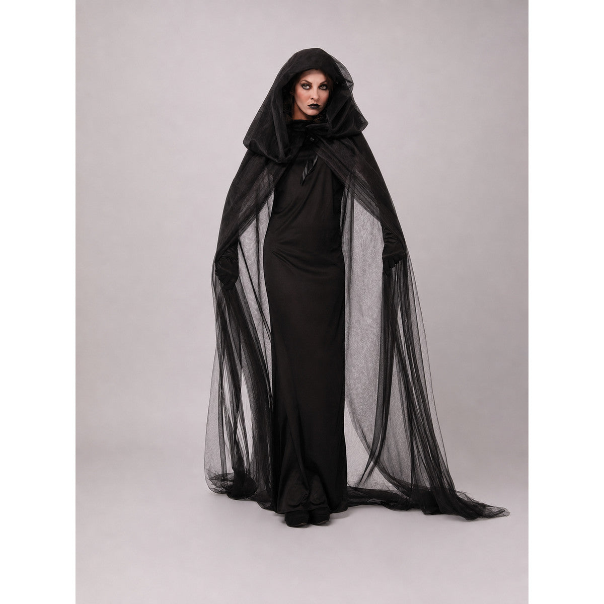 Carnival costume with hood, cloak, and gloves