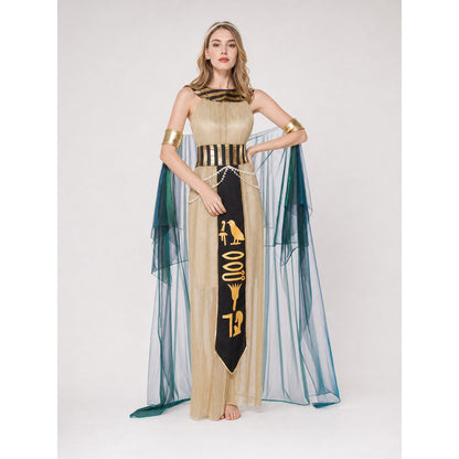 Egyptian-Style Carnival Dress with Draping on-model view