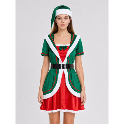 Festive Elf Costume: Dress, Hat, and Belt