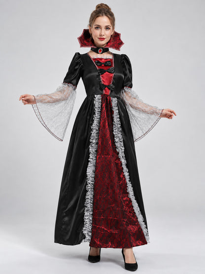 Carnival Costume with a High Collar and Red Insert on-model view