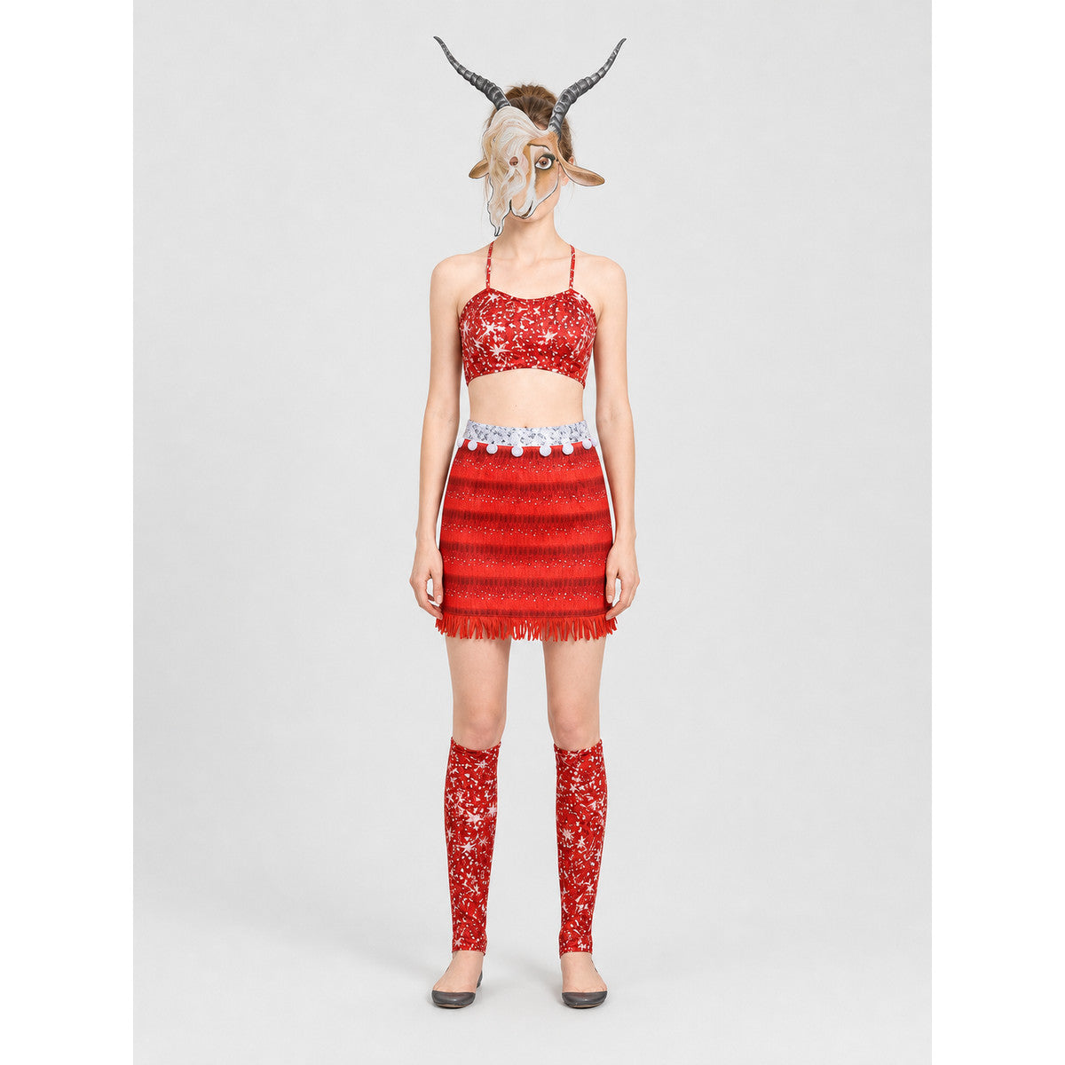 Cosplay Costume with Mask, Top, and Skirt on-model view