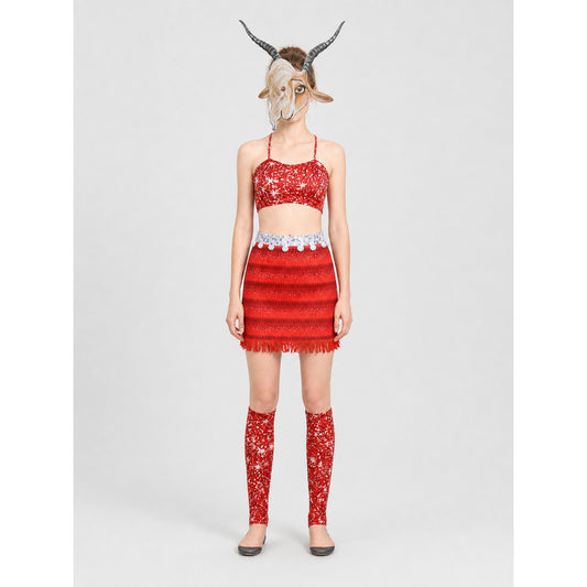 Cosplay Costume with Mask, Top, and Skirt on-model view