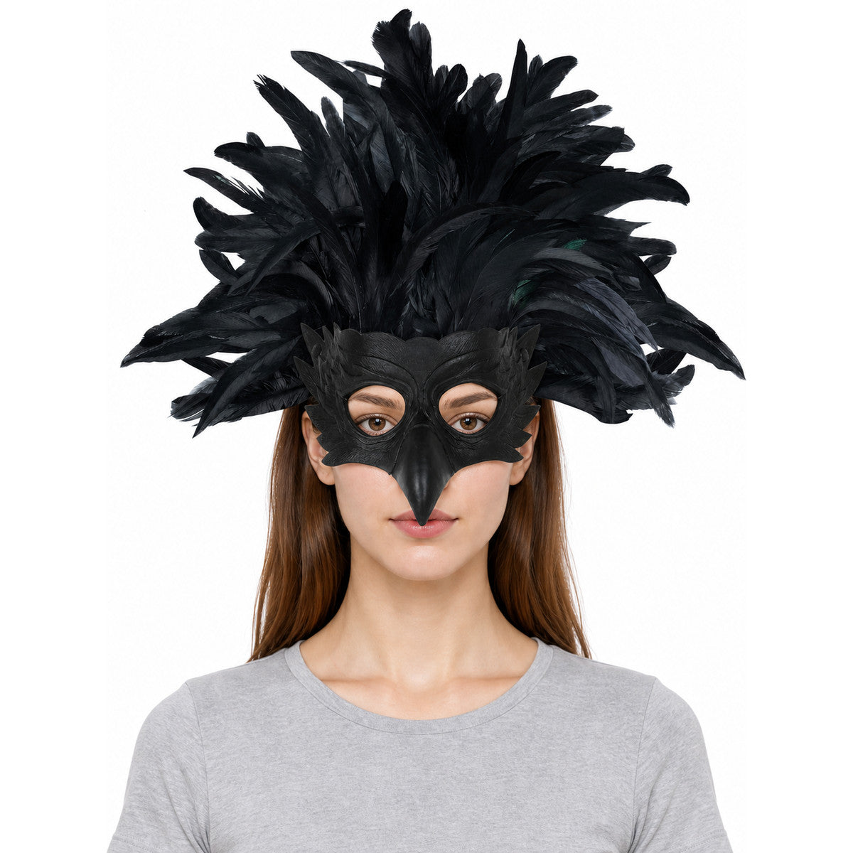 Eagle Mask with Feathers for Masquerade and Photoshoot