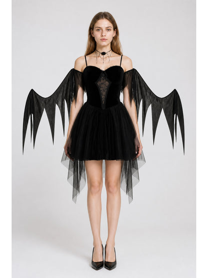 Black Dress with Wings and an Asymmetrical Hem main product view