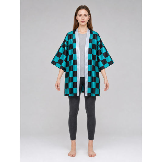 Tanjiro Checkered Cloak for Cosplay, Size M