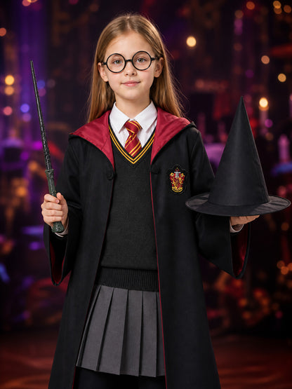 Wizard Robe for Cosplay with Hood and Hat on-model view