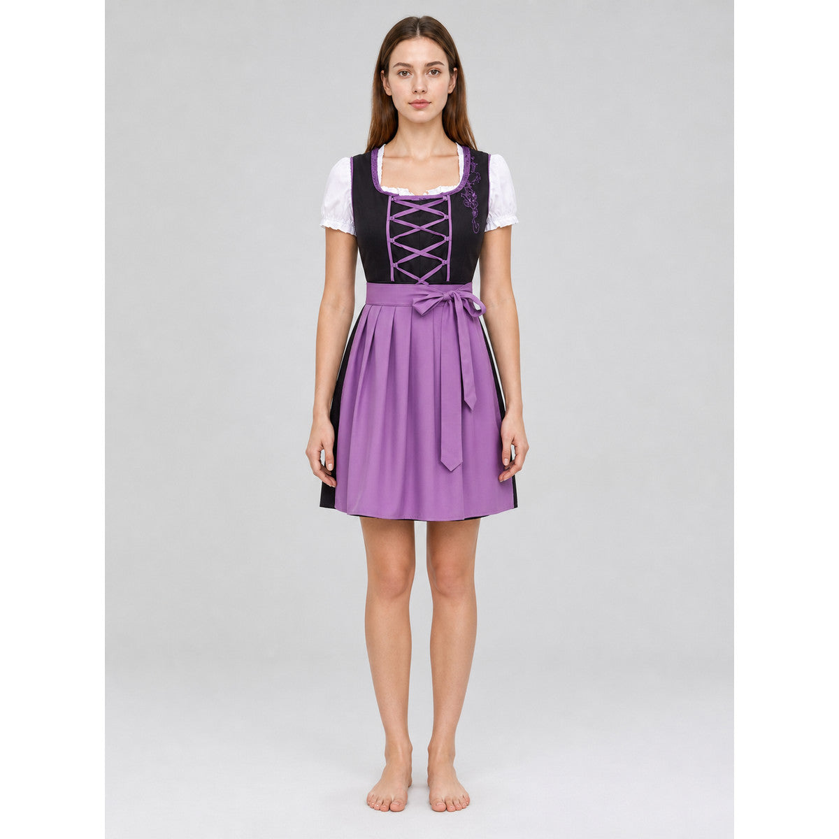 Dirndl-Style Dress with Apron and Lacing