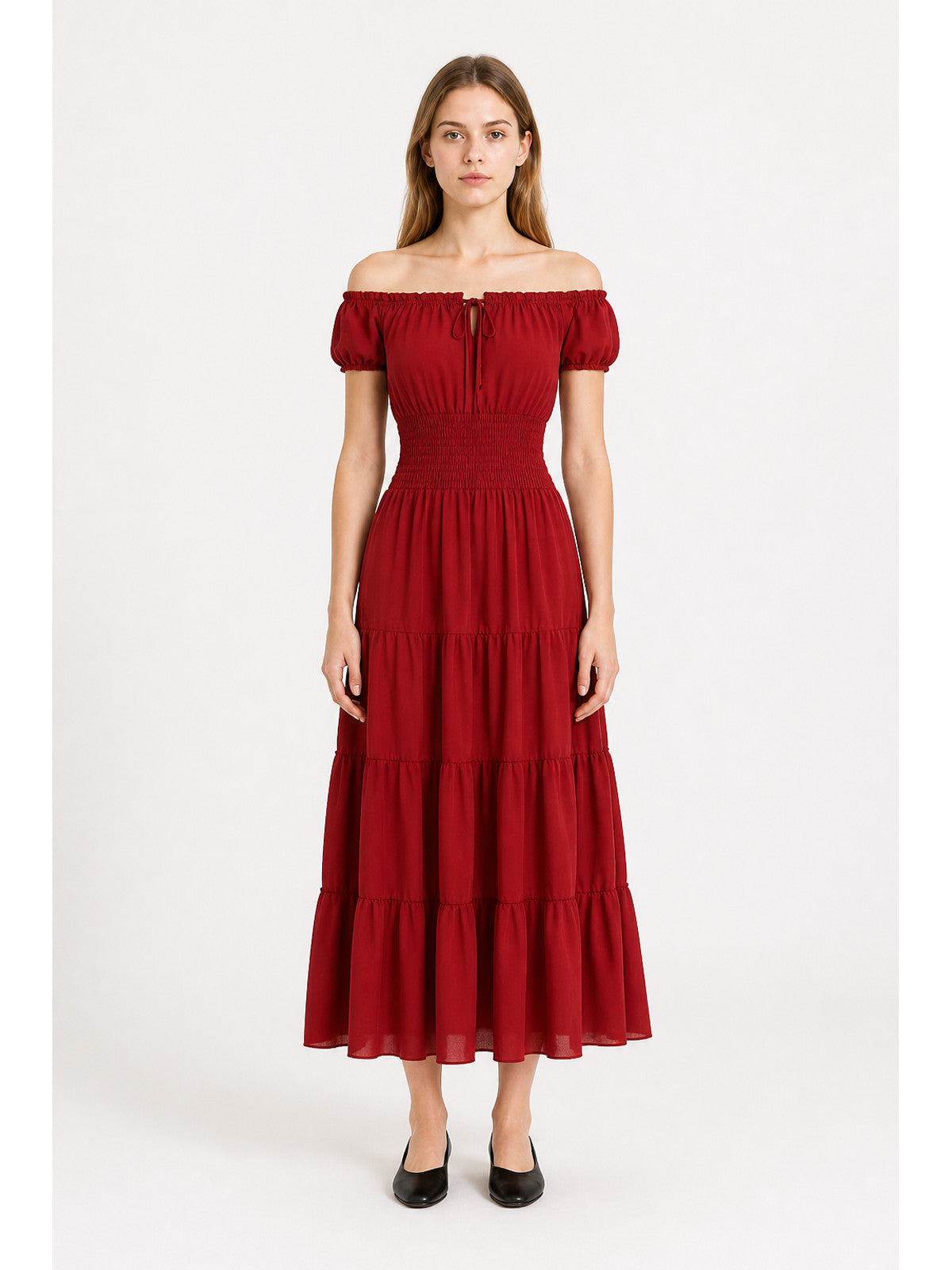 Tiered Off-the-Shoulder Stage Dress