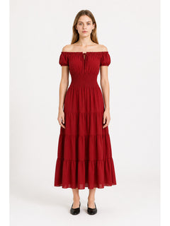 Tiered Off-the-Shoulder Stage Dress