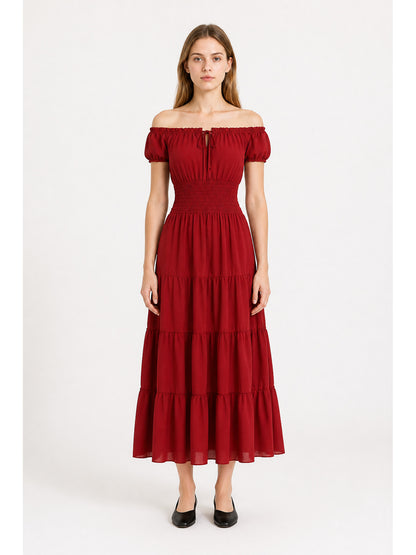 Tiered Off-the-Shoulder Stage Dress