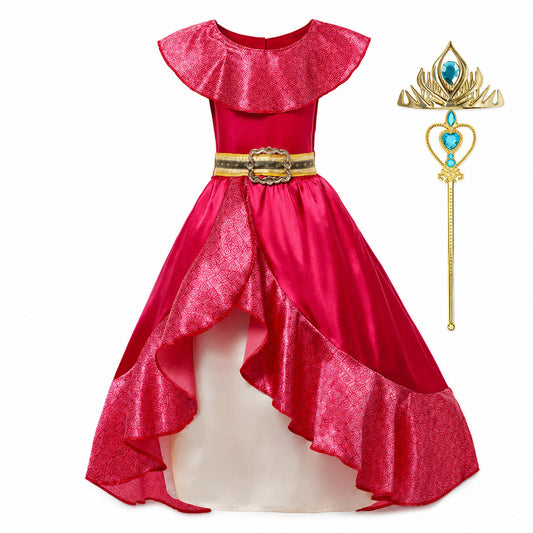Kids Cosplay Clothing Girls Princess Elena Costume Halloween Carnival Role Playing Child Girl Birthday Party Outfits 2-10Y Dress - Color:4PCS Dress Set1