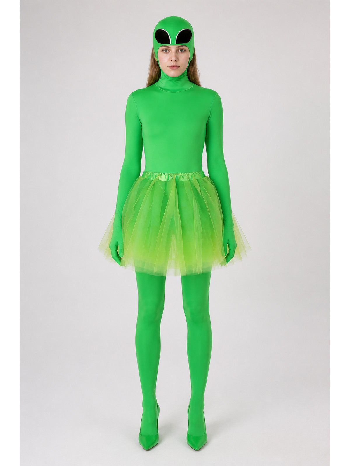 Green Alien Costume with Skirt and Mask for Halloween main product view