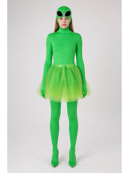 Green Alien Costume with Skirt and Mask for Halloween main product view
