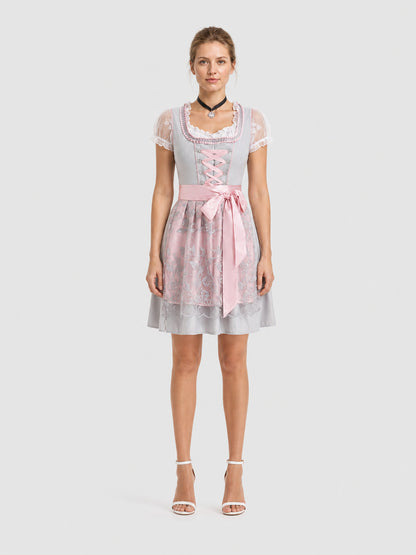 Oktoberfest Dress with Apron and Lacing on-model view