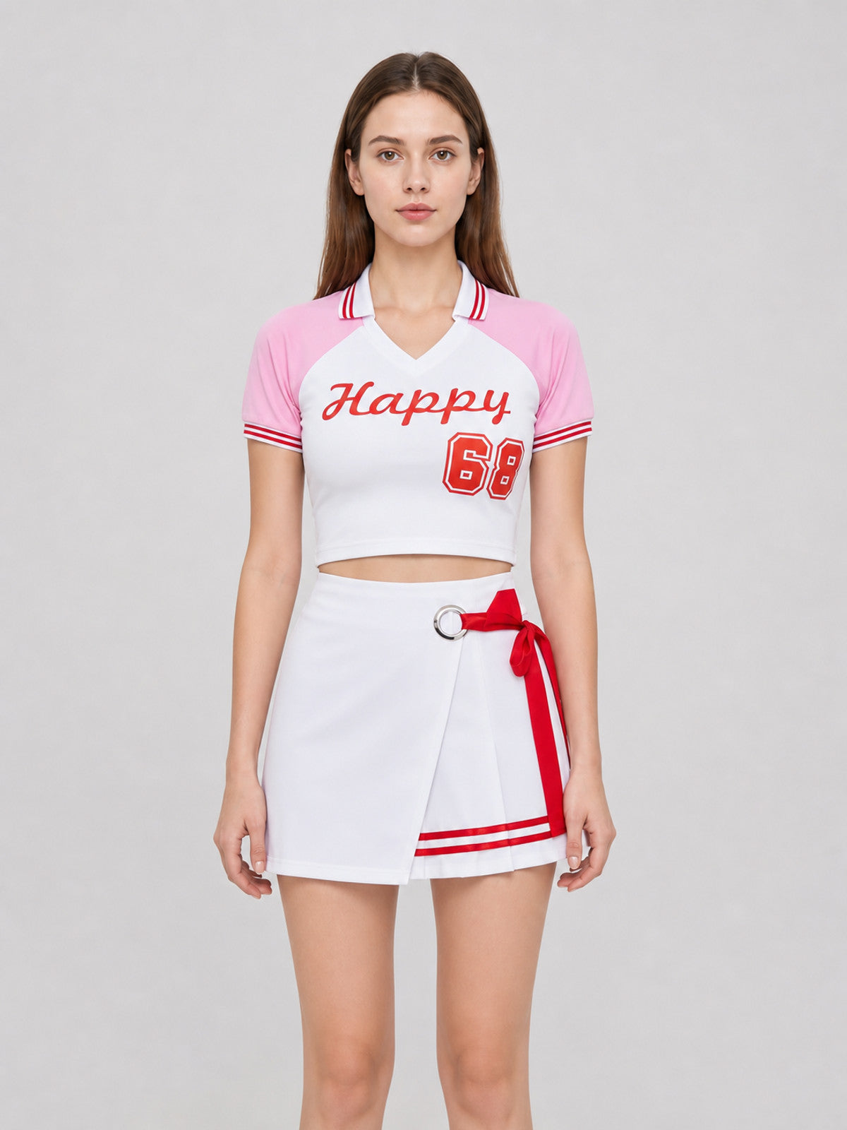 Cheerleading Outfit: Top and Short Skirt front view
