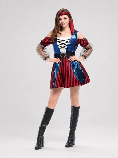 Halloween Pirate Costume with Dress and Accessories on-model view