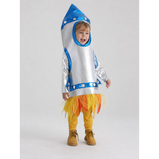 Children's Rocket Costume with Hood for Parties on-model view