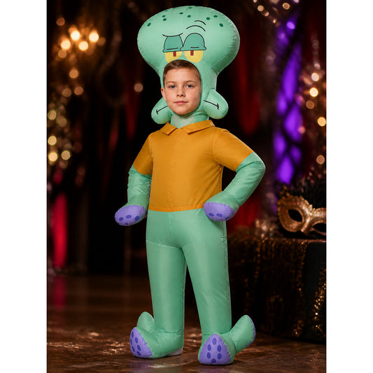 Kids Cartoon Octopus Inflatable Jumpsuit Costume for Halloween on-model view