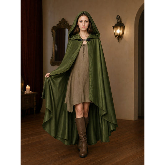 Green Costume Cloak with a Large Hood
