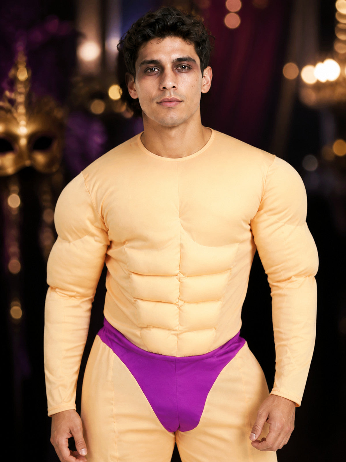 Funny Muscular Human Bodysuit Costume, 3D Muscle Design Halloween Cosplay Outfit