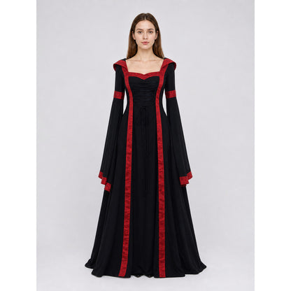 Gothic Vintage Hooded Lace-Up Dress