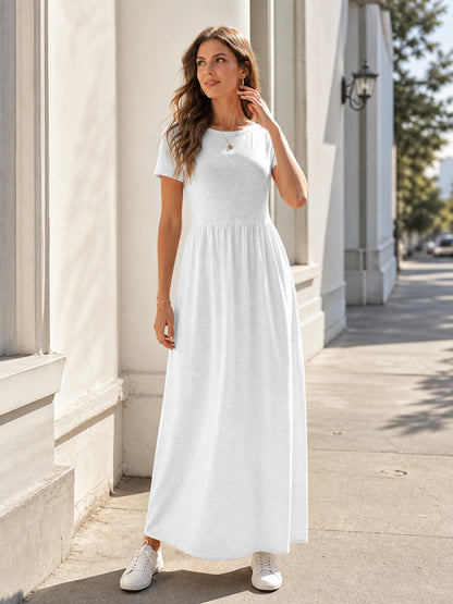 Women’s White Long Dress with Short Sleeves main product view