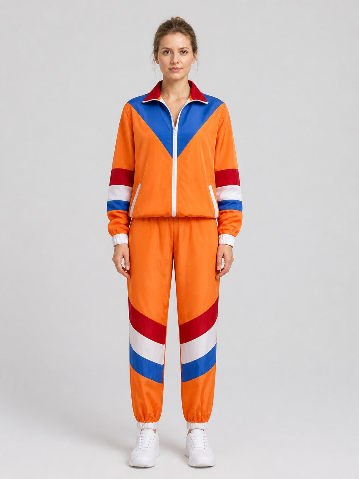Retro Disco Tracksuit, Orange, Jacket and Pants on-model view