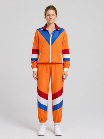 Retro Disco Tracksuit, Orange, Jacket and Pants on-model view