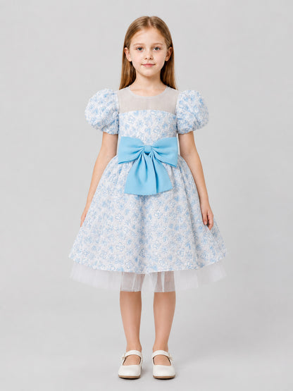 Girls’ Princess Party Dress with Bow and Tulle on-model view