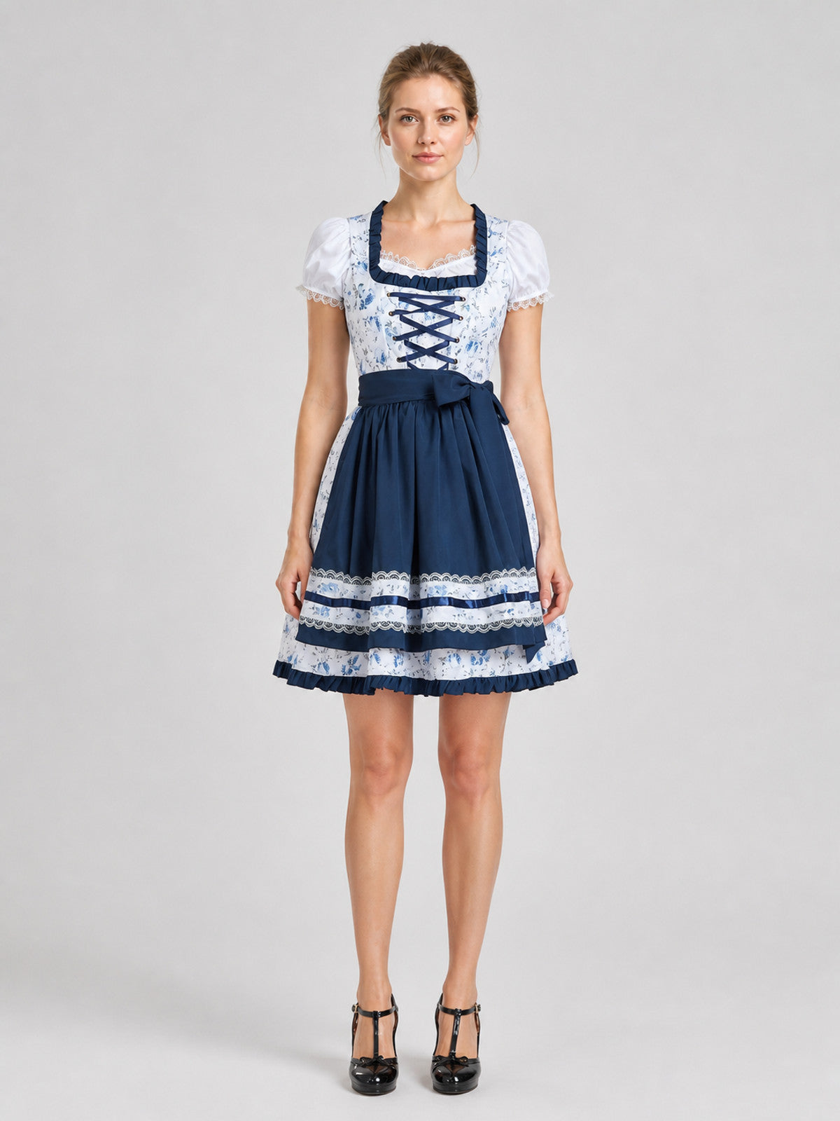 Floral Apron Dress for Beer Festivals on-model view