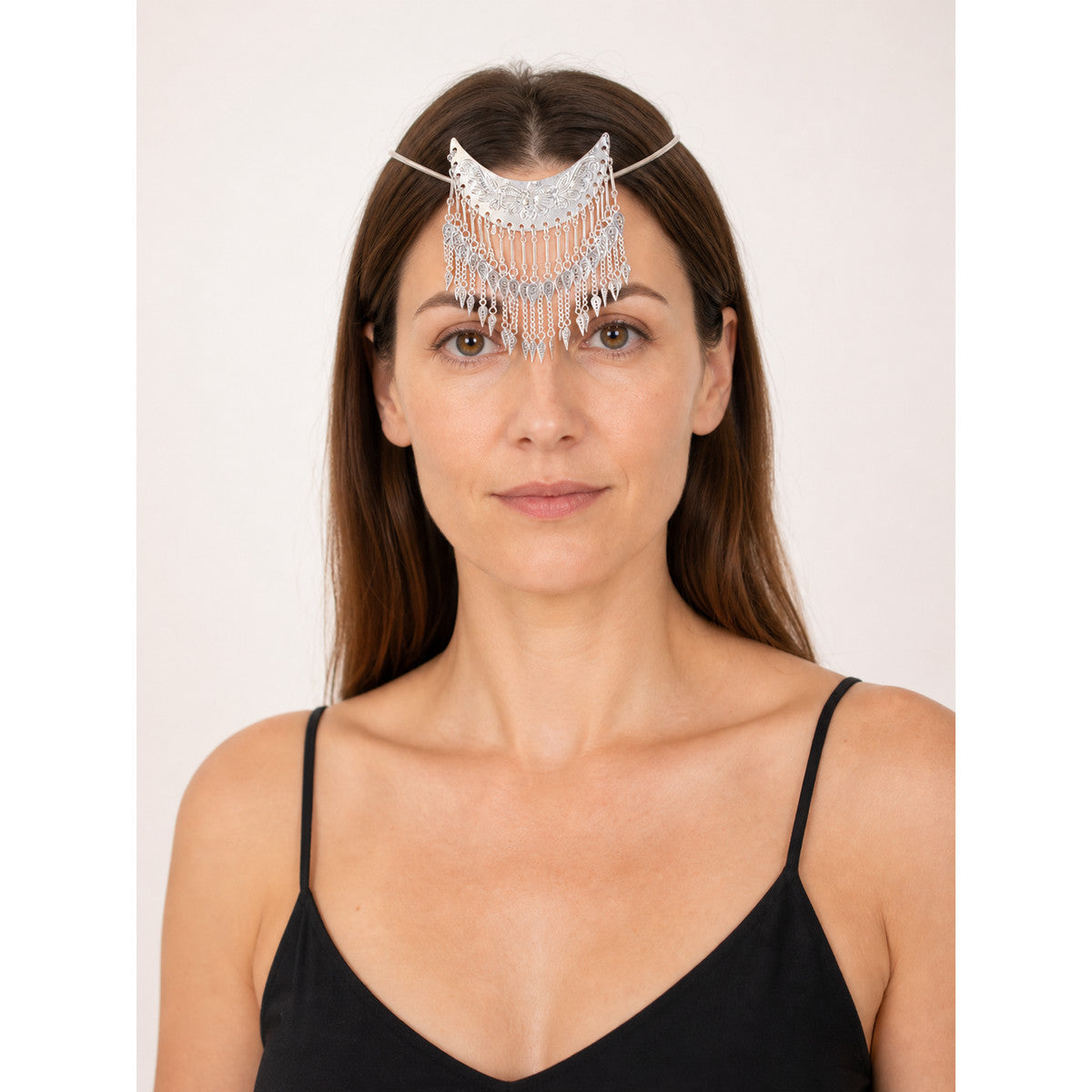 Silver Carnival Headpiece with Moon and Tassels main product view